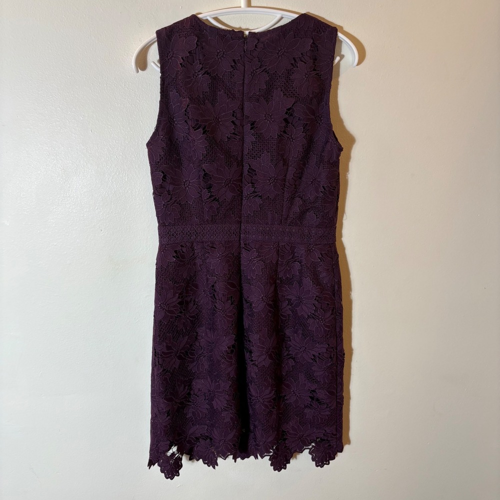 LOFT Aubergine‎ Scalloped Lace Dress Size 2 - Picture 7 of 9